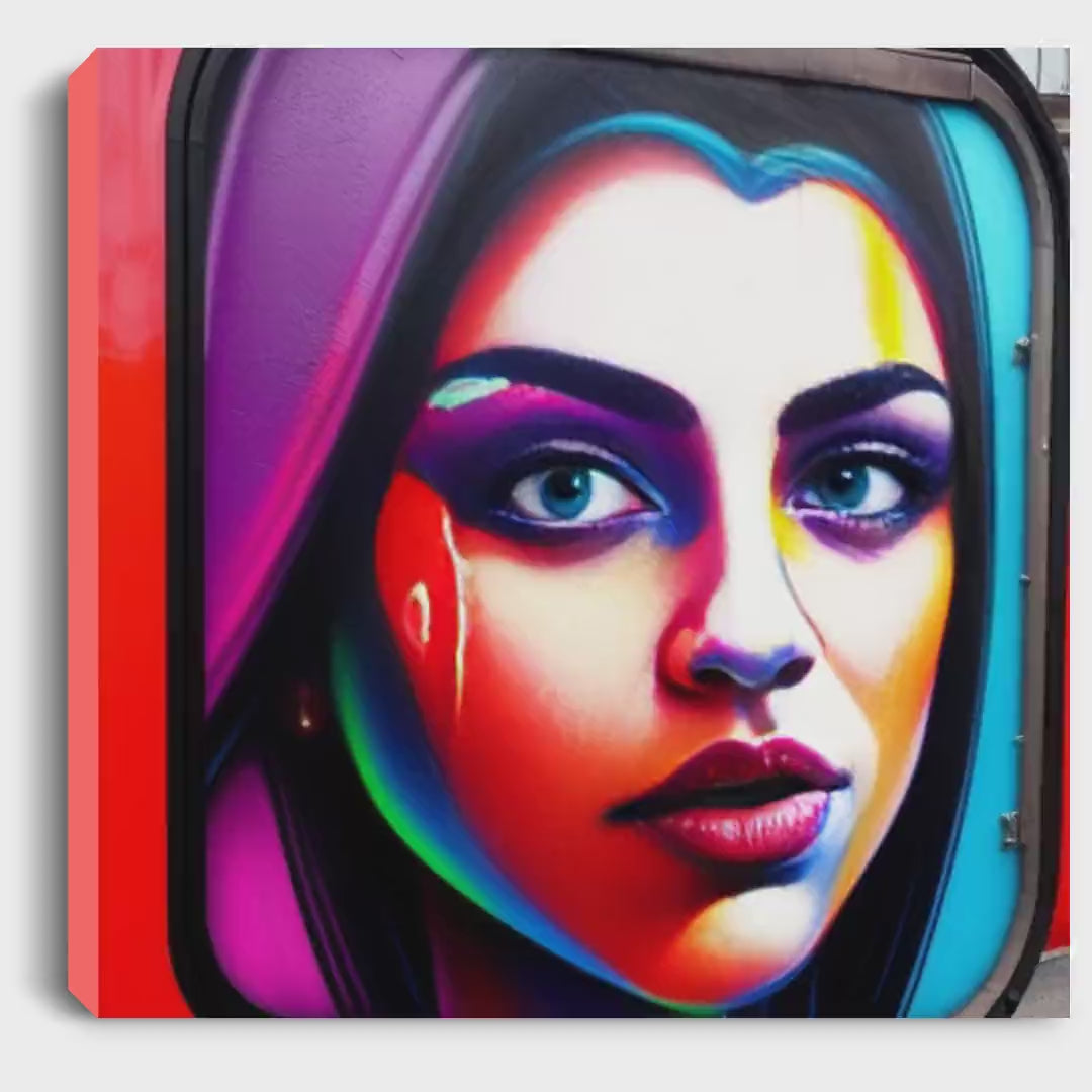 Mockup hover video for Street Graffiti of a Girl canvas